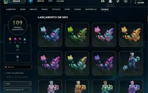 Conta com 519 skins, todos champ, todos emotes