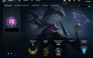 Conta com 519 skins, todos champ, todos emotes