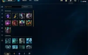 Conta com 519 skins, todos champ, todos emotes
