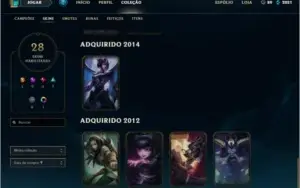Conta platina com algumas skins