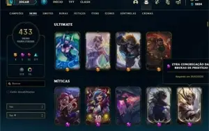 Conta prata 2 com TODOS os champs e  433 Skins + 2 Prestigio