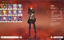 GENSHIN IMPACT CONTA COM  DILUC E VENTI + MUITOS PERSONAGENS
