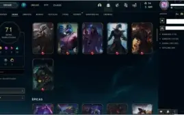 Conta lol Platina 4 com varias skins e bandeiras de clash