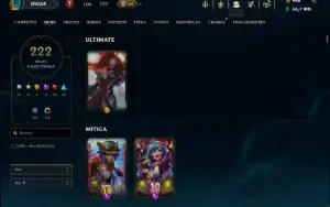 Unranked com TODOS os Champs e 222 Skins ( ADC / JG / MID )