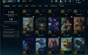 Ouro 3 com 75 Champs e 34 Skins