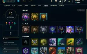 Unranked com 22 Champs e 16 Skins + 2000 RP