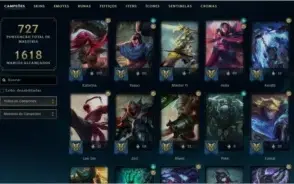 CONTA DE LOL D3 +600 SKINS, LVL +700, FALTANDO 25 EMOTES