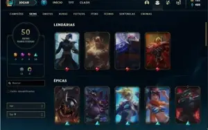 Conta ouro 4 com 78 Champs e 50 Skins + 1 RARA