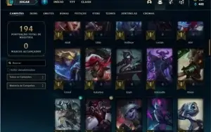 Conta ouro 4 com 78 Champs e 50 Skins + 1 RARA