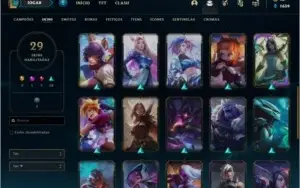 Conta bronze 1 afundada com 29 skins e 24 champs