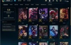 Conta bronze 1 afundada com 29 skins e 24 champs