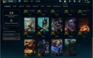 Conta bronze 1 afundada com 29 skins e 24 champs