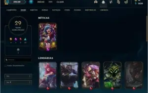 Conta bronze 1 afundada com 29 skins e 24 champs