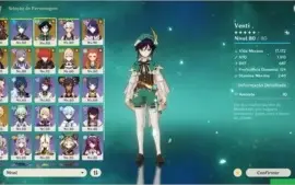 Conta Genshin impact AR55 - 7 Personagens 5* + 3 armas 5*