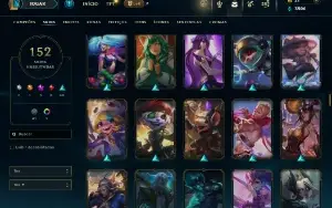 Unranked com 150 Champs e 152 Skins ( SUP / ADC )