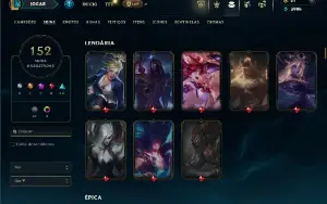 Unranked com 150 Champs e 152 Skins ( SUP / ADC )
