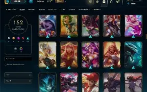 Unranked com 150 Champs e 152 Skins ( SUP / ADC )