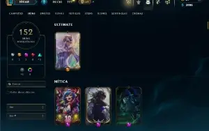 Unranked com 150 Champs e 152 Skins ( SUP / ADC )