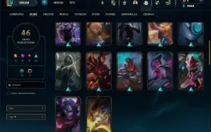 Unranked com 100 Champs e 46 Skins ( MID / TOP / JG )