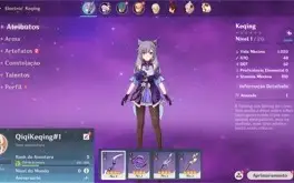Conta Genshin Impact AR 5 com Keqing e Qiqi