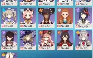 Conta AR 57 com 9 personagens 5* e 3 armas 5*