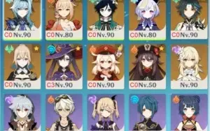 Conta AR 57 com 9 personagens 5* e 3 armas 5*