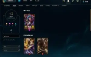 Conta platina 4 com 13 skins e 24 champs
