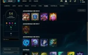 Conta platina 4 com 13 skins e 24 champs