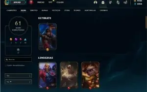Conta platina 3 com 130 Champs e 61 Skins + 4000 RP