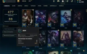 Unranked com TODOS os champs e 286 Skins ( MAIN ADC )