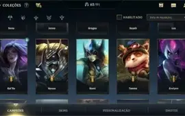 Conta de wild rift antiga! Muitas skins e passes antigos