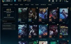 Conta ouro 4 com 121 Champs e 56 Skins + 2 Fragmentos