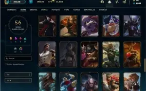 Conta ouro 4 com 121 Champs e 56 Skins + 2 Fragmentos