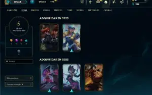 Ouro 2 com 42 Champs e 5 Skins