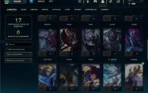 Ouro 2 com 42 Champs e 5 Skins