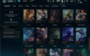Ouro 2 com 42 Champs e 5 Skins