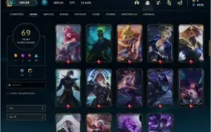 Conta prata 4 com 69 skins e 84 champs