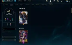 Conta prata 4 com 69 skins e 84 champs