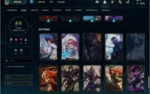 Conta prata 4 com 69 skins e 84 champs