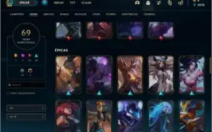 Conta prata 4 com 69 skins e 84 champs