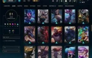 Unranked com 110 Champs e 81 Skins ( SUP / JG / MID )