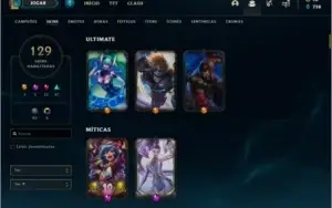 Conta Ouro 1 com RYZE TRIUNFANTE e Akali Prestigio.