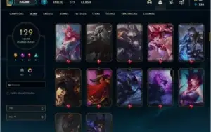 Conta Ouro 1 com RYZE TRIUNFANTE e Akali Prestigio.