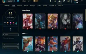 Unranked com 90 Champs e 44 Skins