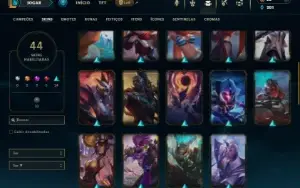 Unranked com 90 Champs e 44 Skins