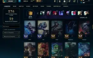 Unranked com 90 Champs e 44 Skins