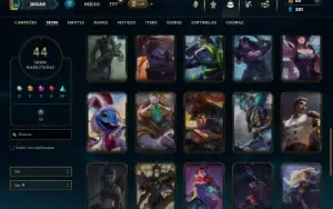 Unranked com 90 Champs e 44 Skins