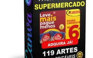 Pack Canva Supermercado Vol 3 - 119 Artes Editáveis