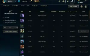 Ouro 3 com 40 Champs e 6 Skins + 8 Espolios