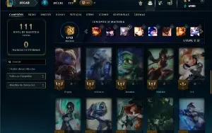Ouro 3 com 40 Champs e 6 Skins + 8 Espolios